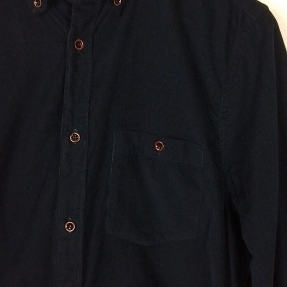 French Connection Mens Black Corduroy Cotton Button Up Shirt Size M Long Sleeve - Picture 5 of 13